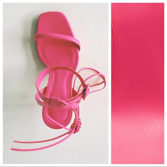NWT. Zara Pink Tied High-Heel Sandals. Size 9. - Picture 5 of 9